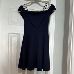Elegant Navy Off-Shoulder Dress